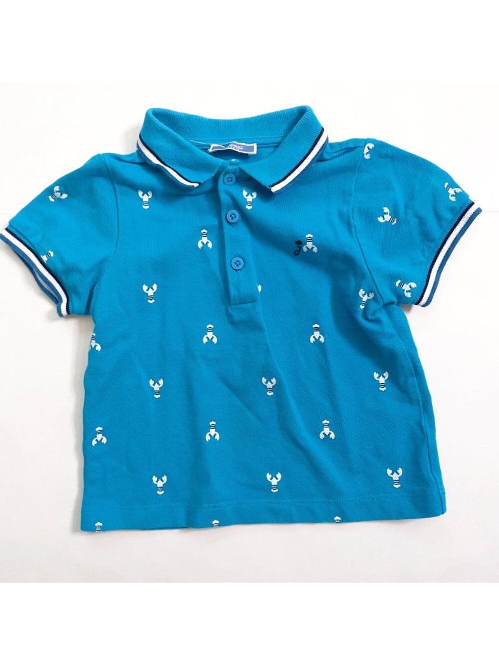 Jacadi Baby Boys Blue Lobster Polo Shirt, Size 24 Months